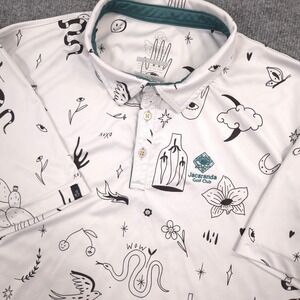 Swannies Brock Polo Mens 2XL Glacier Doodle Print Performance Jacaranda Golf